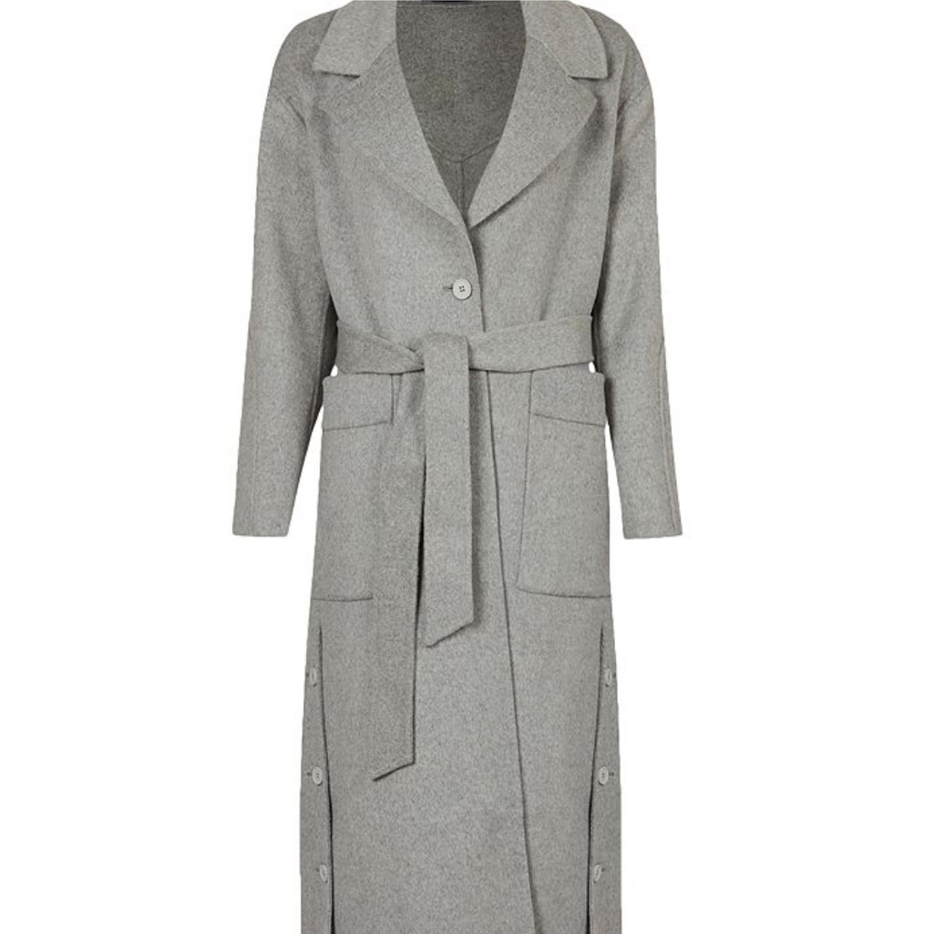 Allsaints Hazel Gray Belted Coat